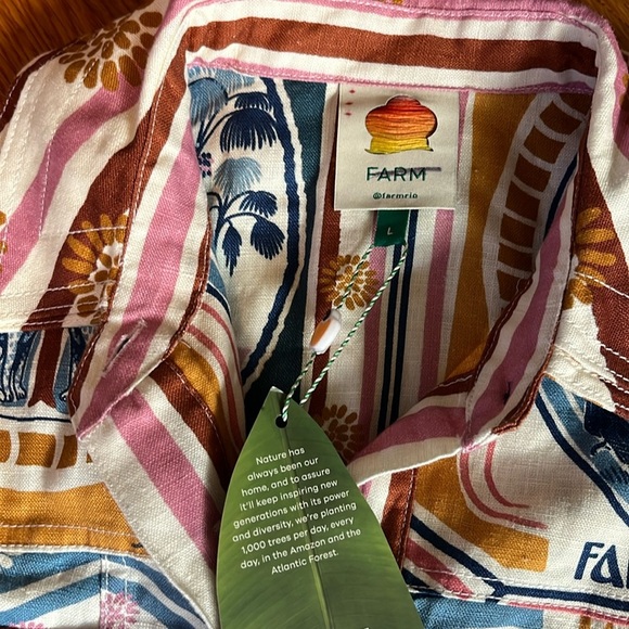 FARM Rio Cerrado Short-Sleeve Belted Linen Mini Dress Size Large NWT - Picture 6 of 15